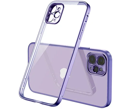Прозрачный силиконовый чехол с глянцевой окантовкой для Apple iPhone 12 Pro Max (6.7") Сиреневый