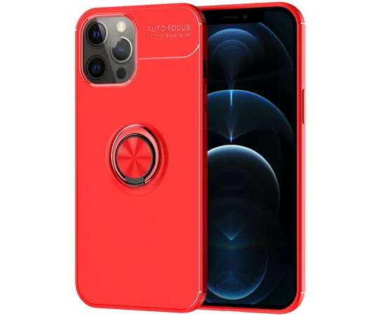 TPU чохол Deen ColorRing під магнітний тримач (opp) для Apple iPhone 12 Pro Max (6.7 ") Червоний / Червоний