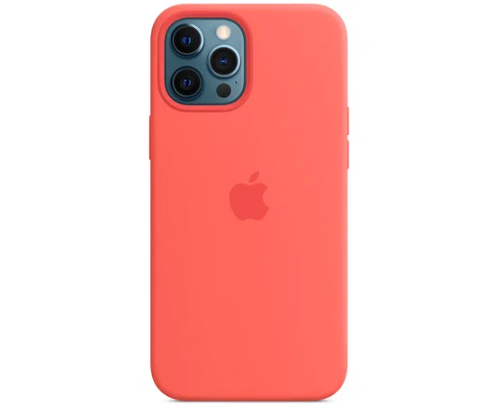 Чехол Silicone case (AAA) full with Magsafe для Apple iPhone 12 Pro Max (6.7") Оранжевый / Pink citrus