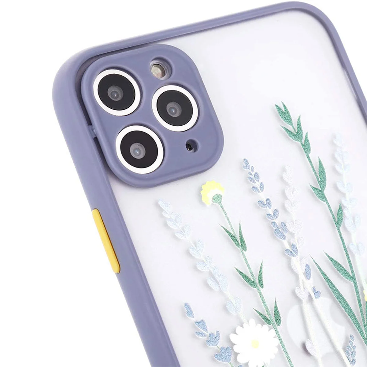 TPU + PC чохол Picture Color Buttons full camera для Apple iPhone 12 Pro Max (6.7 ") Lavender Grey / Квіти
