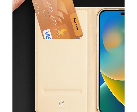 Чехол-книжка Dux Ducis с карманом для визиток для Apple iPhone 12 Pro Max (6.7") Золотой