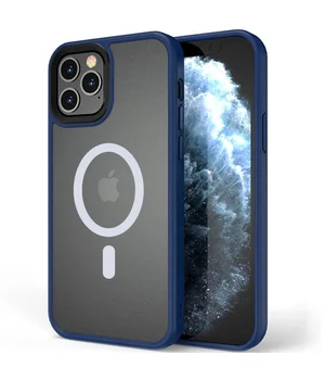 TPU+PC чехол Metal Buttons with MagSafe для Apple iPhone 12 Pro Max (6.7") Синий