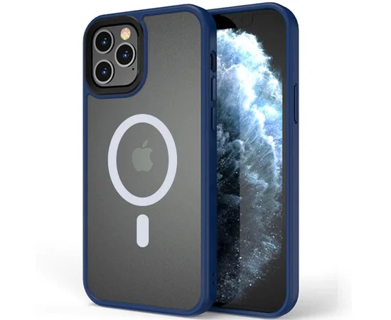 TPU+PC чохол Metal Buttons with MagSafe для Apple iPhone 12 Pro Max (6.7") Синій