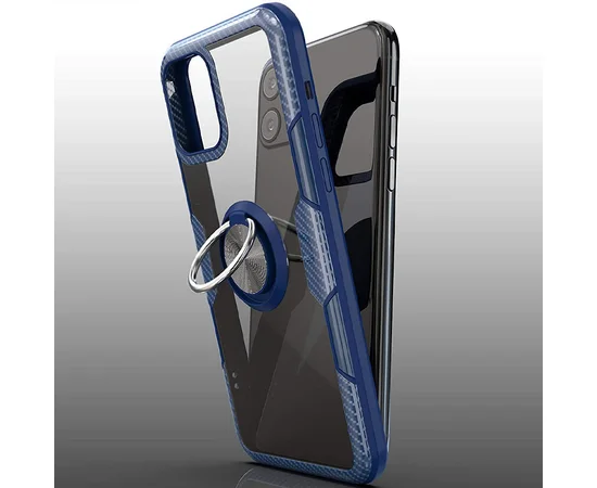 TPU+PC чехол Deen CrystalRing for Magnet (opp) для Apple iPhone 12 Pro Max (6.7") Бесцветный / Темно-синий