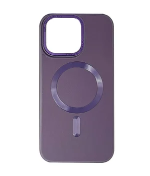 Кожаный чехол Bonbon Leather Metal Style with MagSafe для Apple iPhone 12 Pro Max (6.7") Фиолетовый / Dark Purple