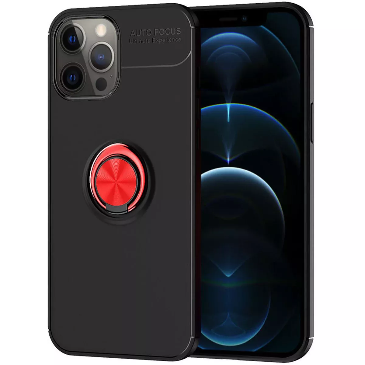 TPU чохол Deen ColorRing під магнітний тримач (opp) для Apple iPhone 12 Pro Max (6.7 ") Чорний / Червоний