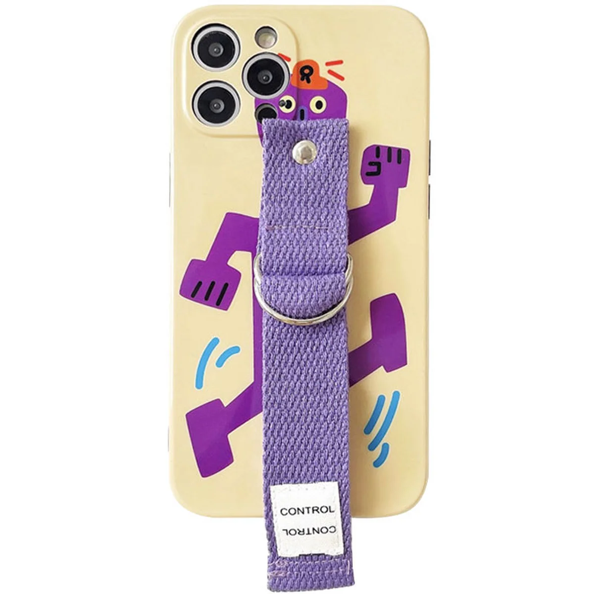 Чехол Funny Holder с цветным ремешком для Apple iPhone 12 Pro Max (6.7") Желтый / Фиолетовый