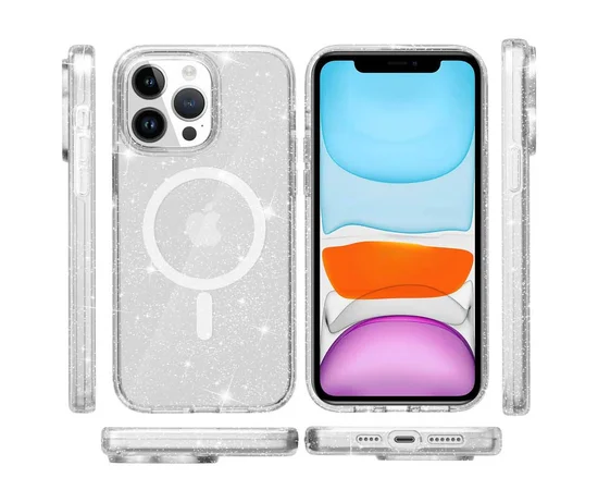 Чохол TPU Galaxy Sparkle (MagFit) для Apple iPhone 12 Pro Max (6.7") Clear+Glitter
