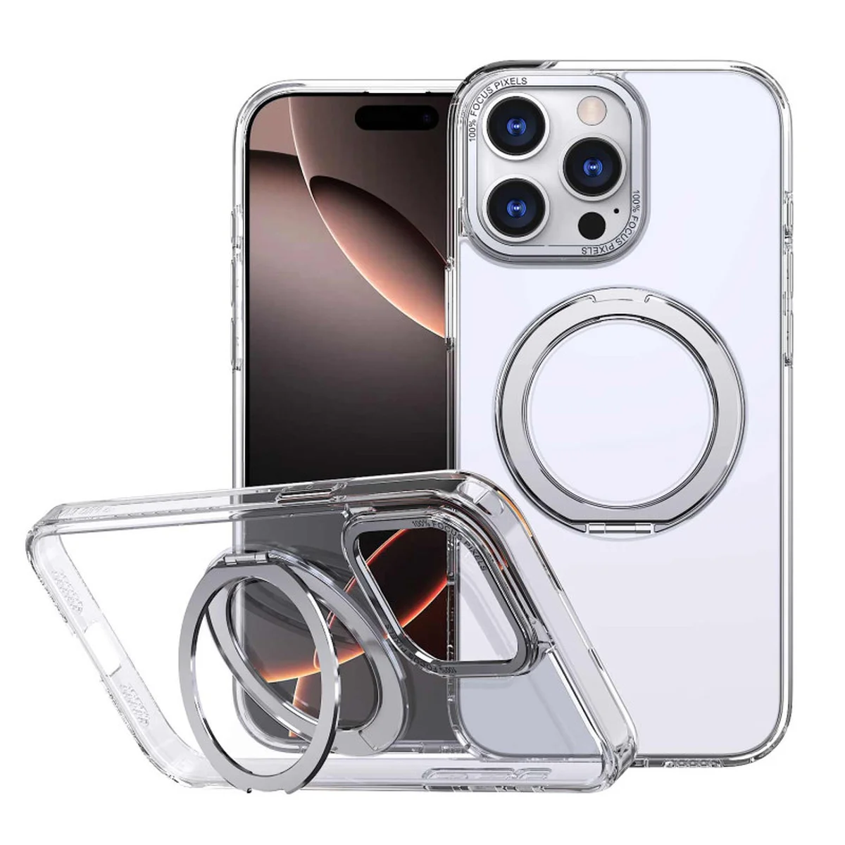 Чехол TPU+PC Empire with MagSafe and Ring для Apple iPhone 12 Pro Max / 13 Pro Max (6.7") Clear