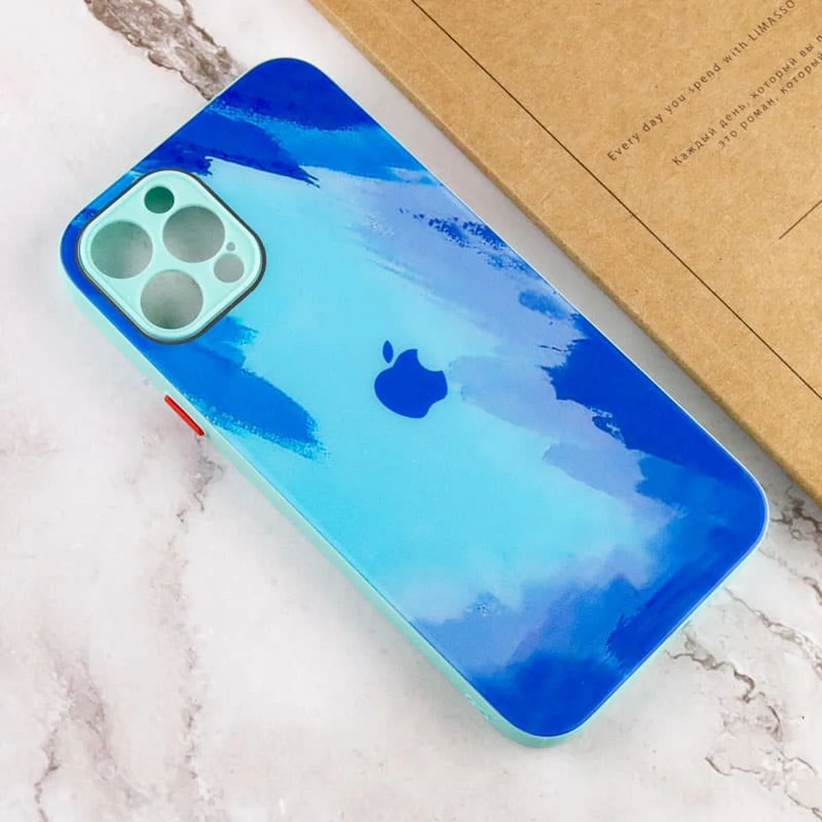 Чехол TPU+Glass Impasto abstract для Apple iPhone 12 Pro Max (6.7") Blue