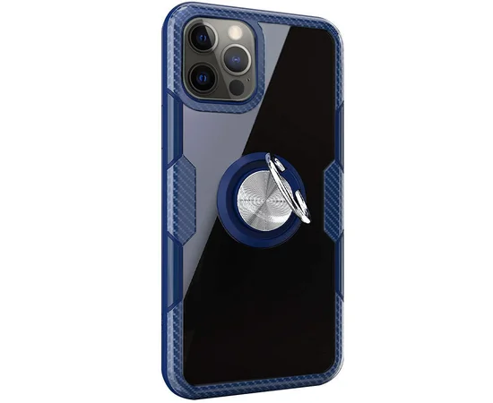 TPU + PC чохол Deen CrystalRing for Magnet (opp) для Apple iPhone 12 Pro Max (6.7 ") Безбарвний / Темно-синій