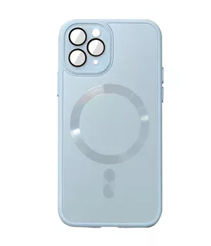 Чохол TPU+Glass Sapphire Midnight with MagSafe для Apple iPhone 12 Pro Max (6.7") Блакитний / Blue