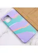 Чохол Silicone case full Aquarelle для Apple iPhone 12 Pro Max (6.7") Бірюзово-бузковий
