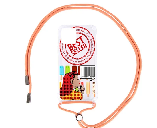 Чехол TPU Crossbody Street Style для Apple iPhone 12 Pro Max (6.7") Ice cream / Персиковый