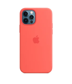 Чехол Silicone case (AAA) full with Magsafe and Animation для Apple iPhone 12 Pro Max (6.7") Оранжевый / Pink citrus