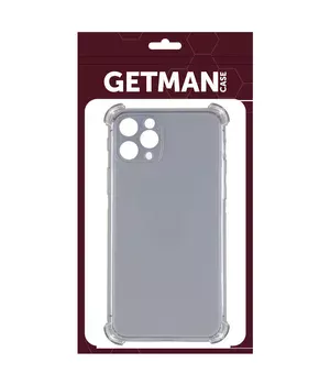 TPU чохол GETMAN Ease logo посилені кути для Apple iPhone 12 Pro Max (6.7") Сірий (прозорий)