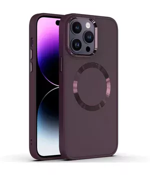 TPU чохол Bonbon Metal Style with MagSafe для Apple iPhone 12 Pro Max (6.7") Бордовий / Plum