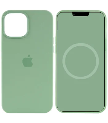 Чехол Silicone case (AAA) full with Magsafe and Animation для Apple iPhone 12 Pro Max (6.7") Зеленый / Pistachio