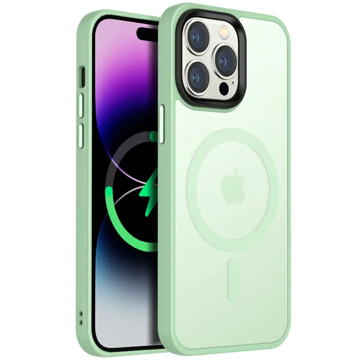 TPU+PC чохол Metal Buttons with MagSafe Colorful для Apple iPhone 12 Pro Max (6.7") М'ятний