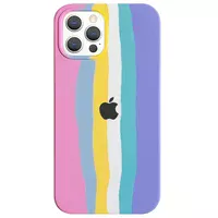 Чехол Silicone case Full Rainbow для Apple iPhone 12 Pro Max (6.7") Розовый / Сиреневый