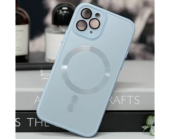 Чехол TPU+Glass Sapphire Midnight with MagSafe для Apple iPhone 12 Pro Max (6.7") Голубой / Blue