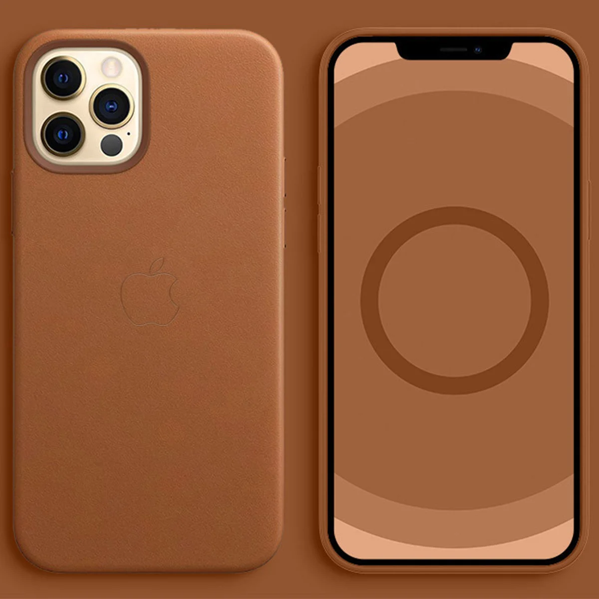 Шкіряний чохол Leather Case (AA Plus) та MagSafe для Apple iPhone 12 Pro Max (6.7") Saddle Brown