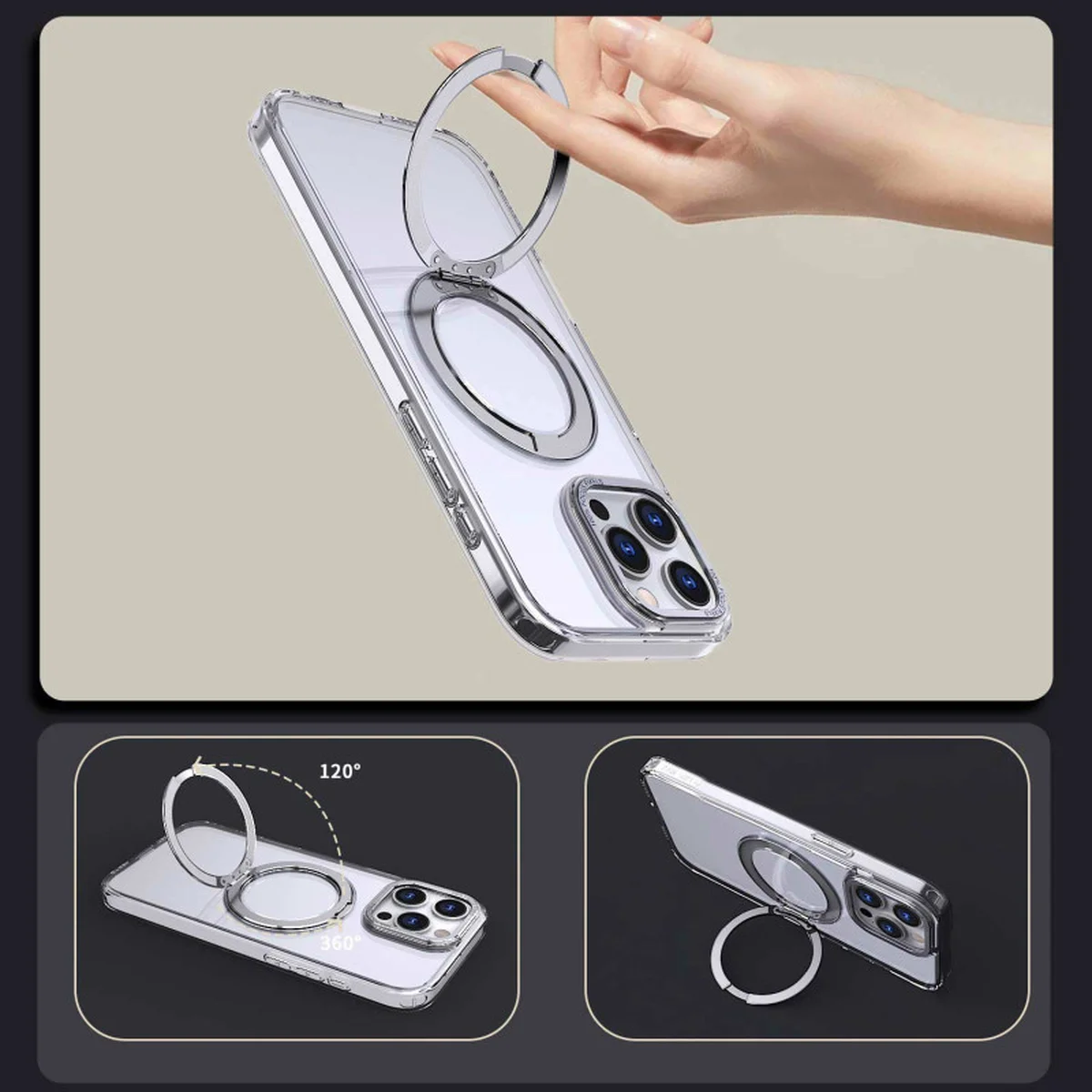 Чехол TPU+PC Empire with MagSafe and Ring для Apple iPhone 12 Pro Max / 13 Pro Max (6.7") Clear