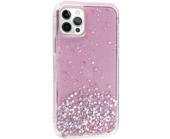 TPU чохол Star Glitter для Apple iPhone 12 Pro Max (6.7 ") Прозорий / Рожевий