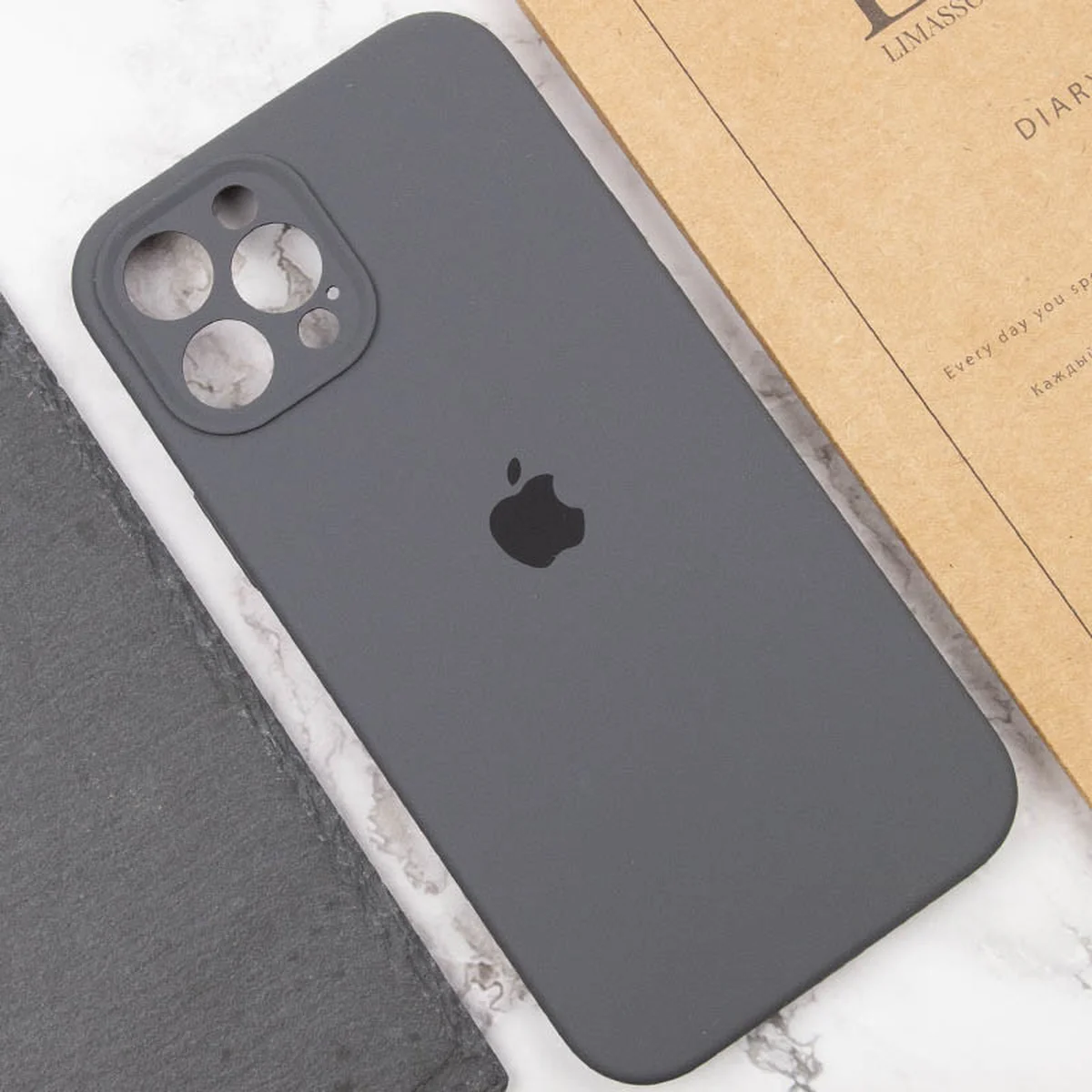 Чохол Silicone Case Full Camera Protective (AA) для Apple iPhone 12 Pro Max (6.7") Сірий / Dark Gray / PVH