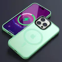 TPU+PC чохол Metal Buttons with MagSafe Colorful для Apple iPhone 12 Pro Max (6.7") М'ятний