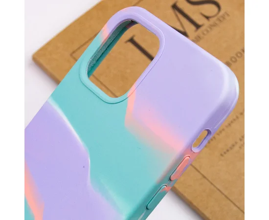 Чохол Silicone case full Aquarelle для Apple iPhone 12 Pro Max (6.7") Бірюзово-бузковий
