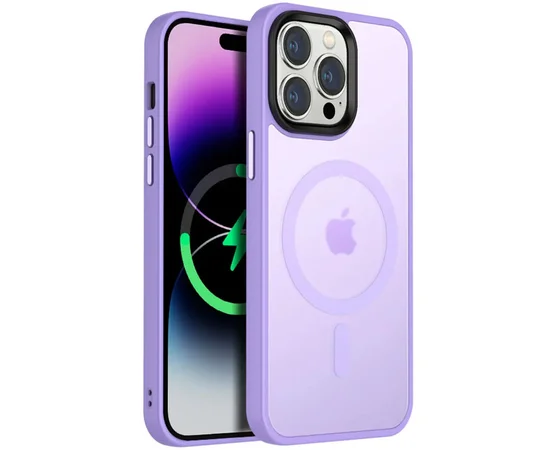 TPU+PC чехол Metal Buttons with MagSafe Colorful для Apple iPhone 12 Pro Max (6.7") Сиреневый