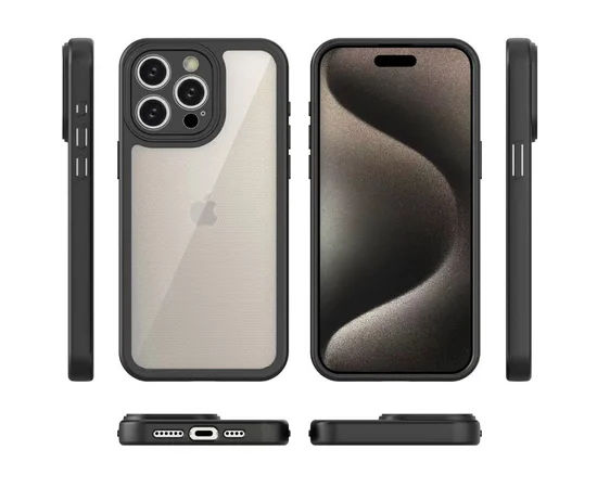 TPU чохол Transparent + Colour 1,5mm для Apple iPhone 12 Pro Max (6.7") Black