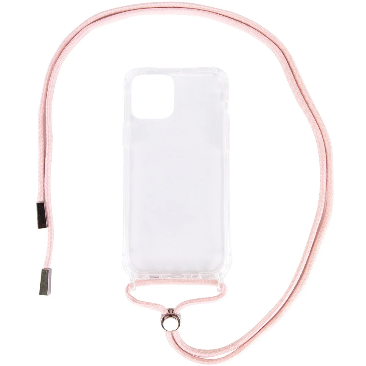 Чехол TPU Crossbody Transparent для Apple iPhone 12 Pro Max (6.7") Пудровый