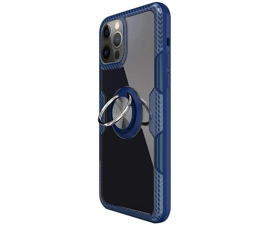 TPU + PC чохол Deen CrystalRing for Magnet (opp) для Apple iPhone 12 Pro Max (6.7 ") Безбарвний / Темно-синій