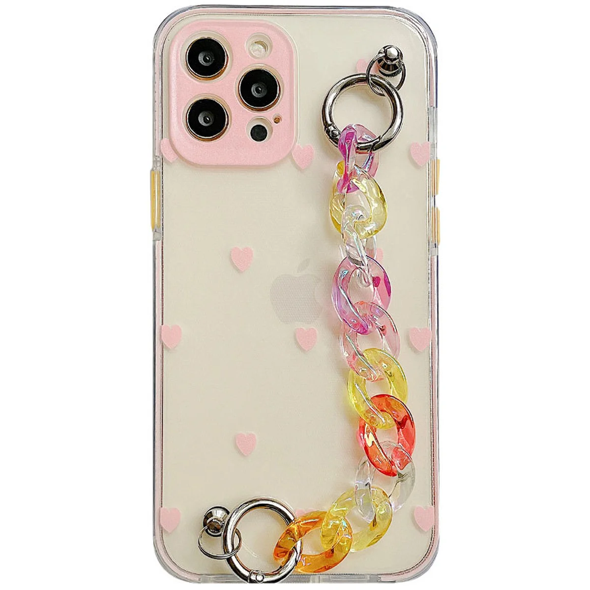 TPU+PC чехол Colorspot с ремешком-цепью для Apple iPhone 12 Pro Max (6.7") Pink hearts