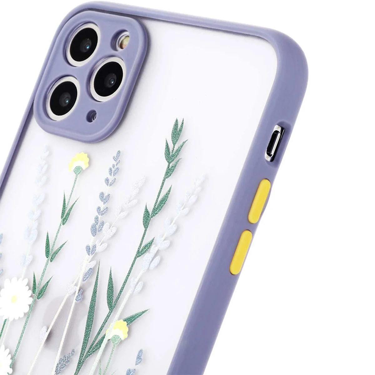 TPU+PC чехол Picture Color Buttons full camera для Apple iPhone 12 Pro Max (6.7") Lavender Grey / Цветы