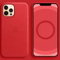 Кожаный чехол Leather Case (AAA) with MagSafe and Animation для Apple iPhone 12 Pro Max (6.7") Red