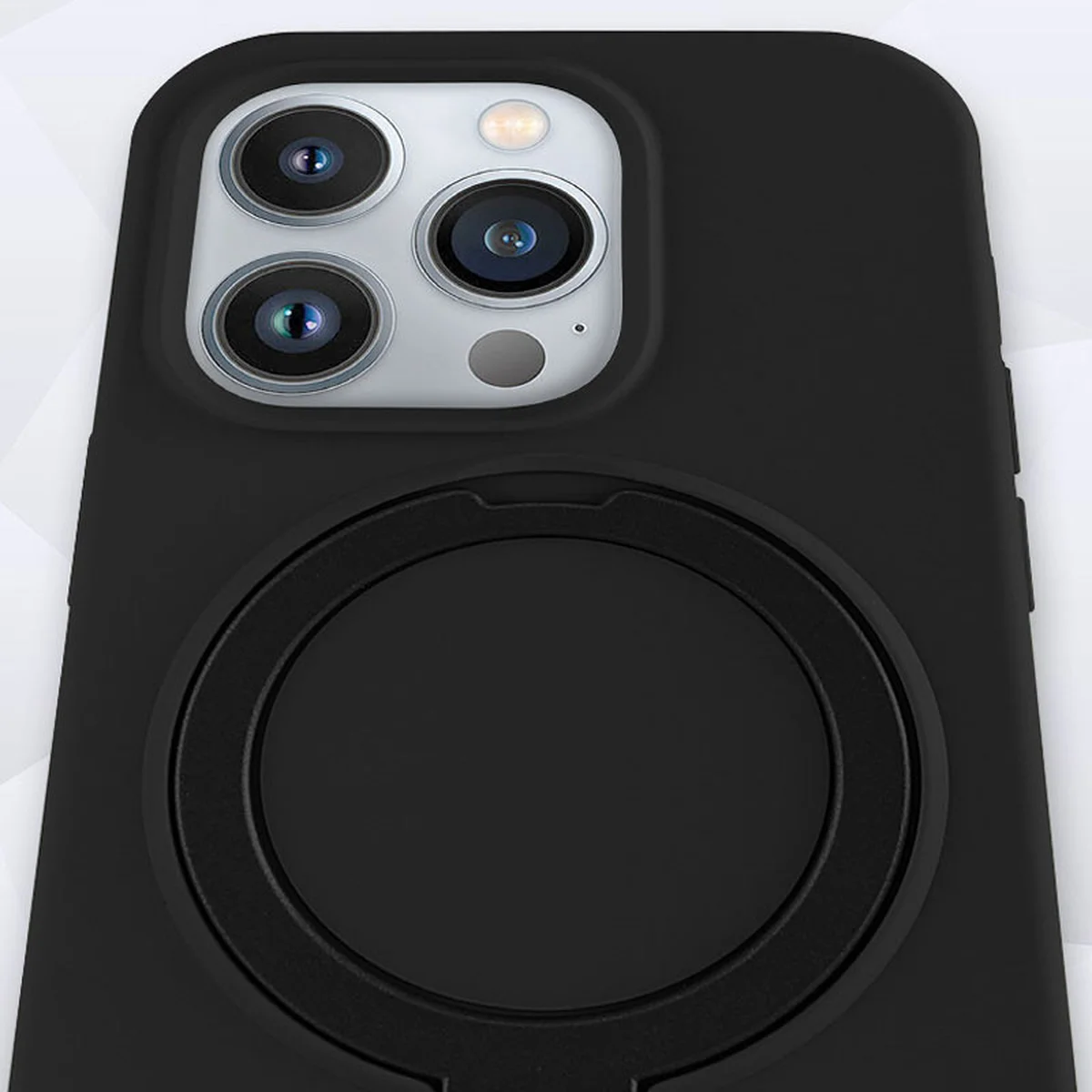 Чохол Silicone Case Full Protective NO LOGO with Ring для Apple iPhone 12 Pro Max (6.7") Black
