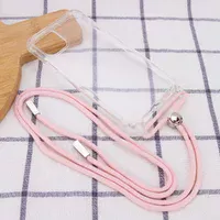 Чехол TPU Crossbody Transparent для Apple iPhone 12 Pro Max (6.7") Пудровый