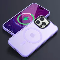 TPU+PC чохол Metal Buttons with MagSafe Colorful для Apple iPhone 12 Pro Max (6.7") Бузковий