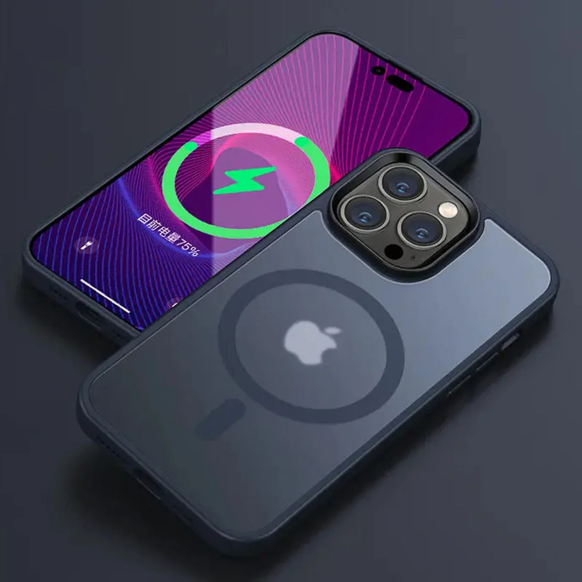 TPU+PC чохол Metal Buttons with MagSafe Colorful для Apple iPhone 12 Pro Max (6.7") Синій