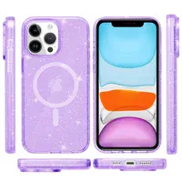 Чехол TPU Galaxy Sparkle (MagFit) для Apple iPhone 12 Pro Max (6.7") Purple+Glitter