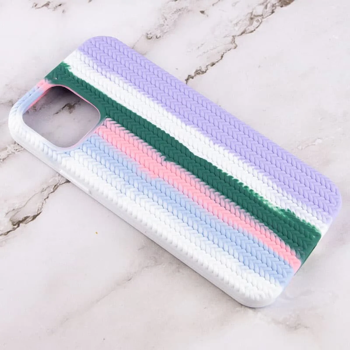 Чохол Silicone case Full Braided для Apple iPhone 12 Pro Max (6.7 ") Білий / Бузковий