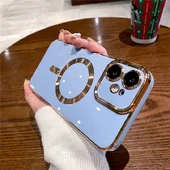 Силіконовий чохол "Luxury Plating" with MagSafe + скло на камеру для Apple iPhone 11 Сталевий-Синій