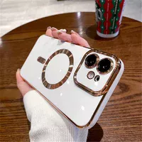 Силиконовый чехол "Luxury Plating" with MagSafe + стекло на камеру для Apple iPhone 11 Белый