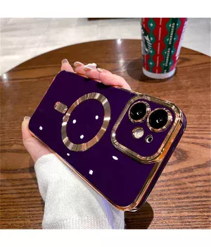 Силиконовый чехол "Luxury Plating" with MagSafe + стекло на камеру для Apple iPhone 12 Фиолетовый Силиконовый чехол "Luxury Plating" with MagSafe + стекло на камеру для Apple iPhone 12 Фиолетовый