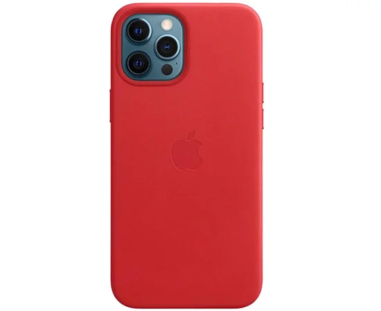Кожаный чехол Leather Case (AAA) для Apple iPhone 12 Pro / 12 (6.1") Red