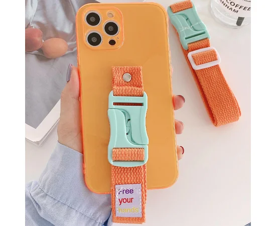 Чехол Handfree с цветным ремешком для Apple iPhone 12 Pro (6.1") Оранжевый