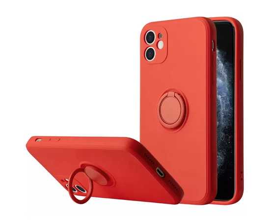 Чехол TPU Candy Ring Full Camera для Apple iPhone 12 (6.1") Красный / Red